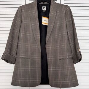 NWT Anne Klein Brown Plaid Blazer | Size S